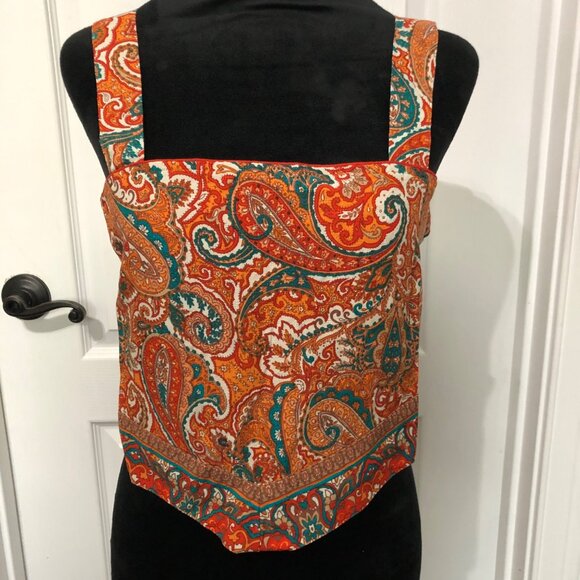 Band Of The Free Orange Paisley Sleeveless Top Size‎ Medium NWT - Picture 5 of 8